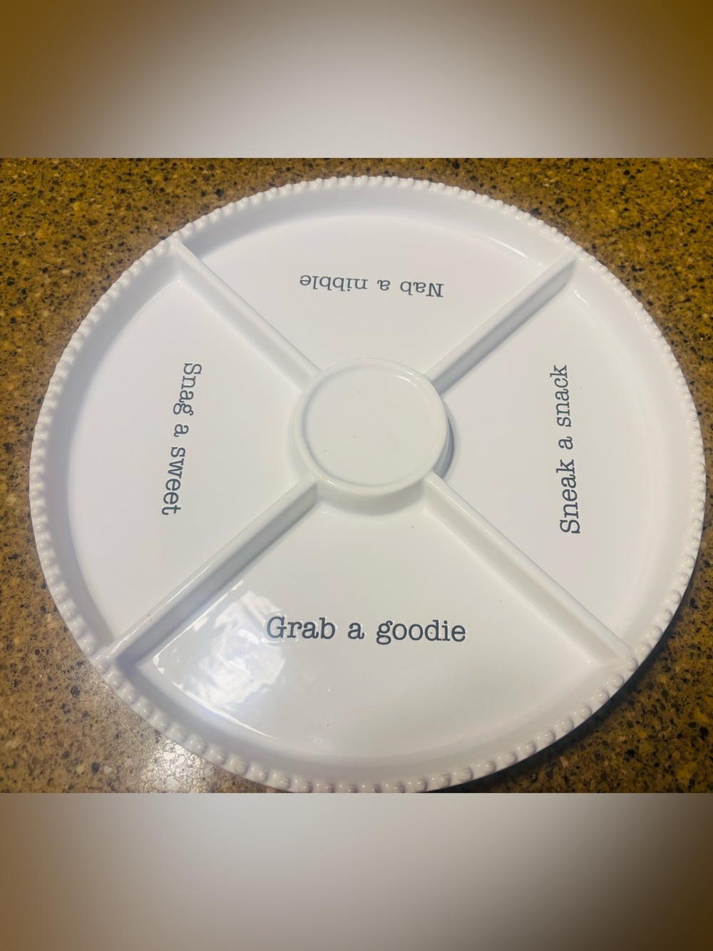 Mud Pie White Sectioned Snack Platter with Playful Text
